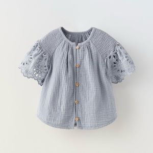 Zara ✨ NEW Toddler Girl Lace Trim Textured Shirt